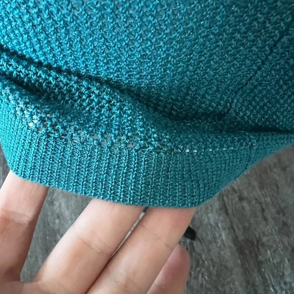 EUC ZADIG & VOLTAIRE Mesh Teal Metallic Cardigan S - Picture 6 of 6